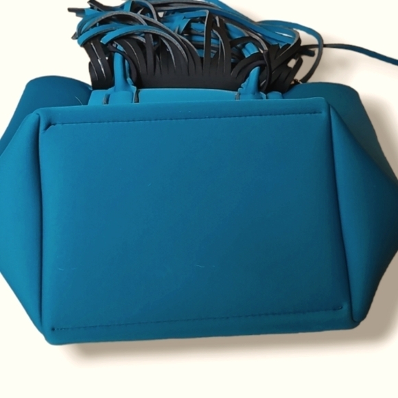 Save My Bag Turquoise Hippie Fringed Neoprene Tote Bag - Large - Picture 8 of 11